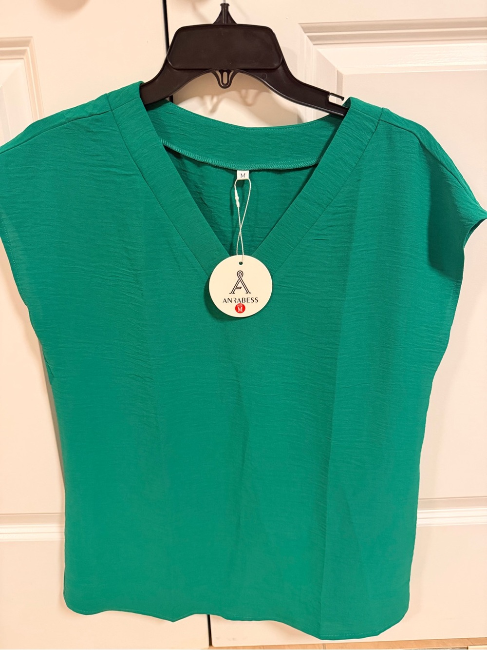 ANRABESS Women's V-Neck Cap Sleeve Tank in Teal